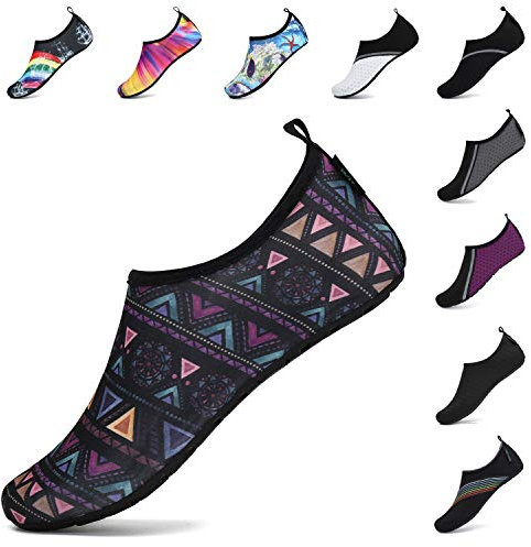 SAGUARO Badeschuhe Strandschuhe Wasserschuhe Schwimmschuhe Aquaschuhe Surfschuhe Barfußschuhe Tauchschuhe Wassersportschuhe für Damen Herren Kariert 42/43 EU