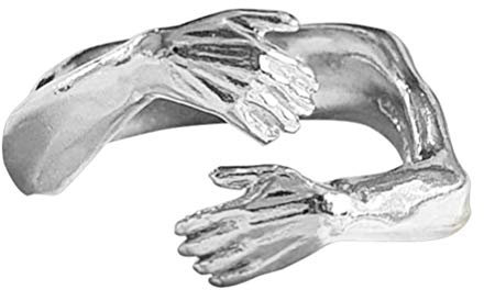 NNGT Dan&DRE Ring umarmende hände,Ring Umarmung,umarmungs Ring Silber,Ring hände Ringe,Umarmende Hände, Verstellbarer Ring aus Sterlingsilber