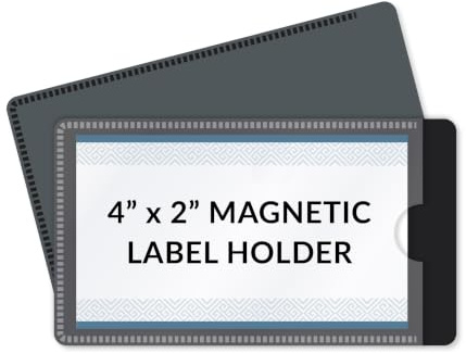 C-Line Slap-Stick Magnetic Label Holders, Side Load, 4.25 X 2.5, Black, 10/Pack