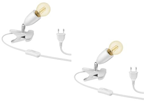 ledscom.de 2 Stück E27 Klemmleuchte LIK, weiß inkl. E27 Lampe 471lm Gold Vintage extra-warm-weiß