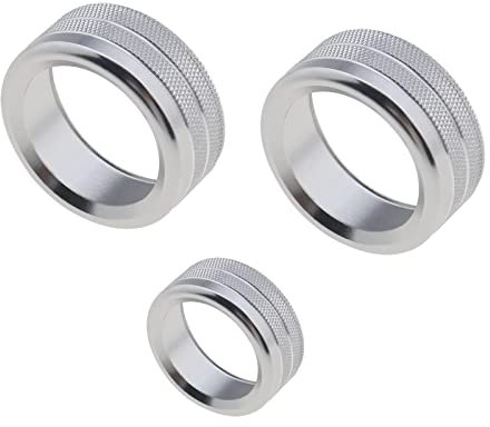 eMagTech 3 Stück Auto Audio Klimaanlage Knopf Dekoration Ring Abdeckung Kreis Trim Kompatibel mit BMW 1 2 3 4 Serie F30 F34 F46 GT X1 F48 Auto Interier Zubehör Silber