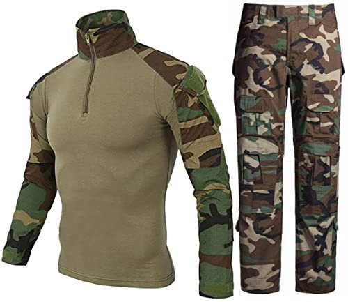 Uugood Combat Shirt Pant Tactical Anzüge Armee Militär T-Shirt Paintball Ausrüstung Taktische Kleidung Bundeswehr Langarm Multicam Uniform für Airsoft Paintball Jagd, clmc, L