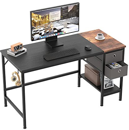 HOMIDEC Computer, Office Work Desk for student and worker, Writing Desk with drawer and Headphone Hook, Laptop Table with shelves, Modern Style Desks for Bedroom, Home, Office-100x50