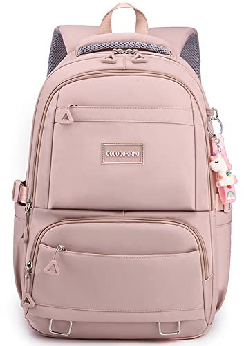 Woyiyaan Rucksack für Schulmädchen, Büchertasche, niedliche Tasche, College, mittelhoch, Grundschule, Rucksack für Teenager-Mädchen, Pink, 11.8 x 6.7 x 18.5 inch, Niedlicher Kawaii-Schulrucksack