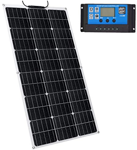 Panel Solar Flexible, 80W Kit De Panel Solar PortáTil, Monocristalino Semi-Flexible Bendable Mono Off-Grid Cargador para Camping Rv, Casa Botes, Remolque, Fuente 30A