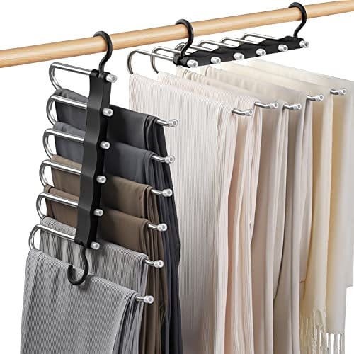 Sternstunde 6 in 1 Acciaio Inossidabile Grucce Pantaloni, Appendini Salvaspazio Armadio, Antiscivolo Appendiabiti per Pantaloni Magici, Porta Pantaloni per Armadio, Gruccia Pantaloni