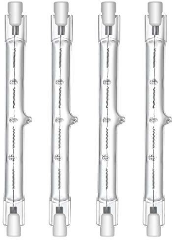XBOCMY R7S Halogen Light Bulb 118 mm 300 W 230 V, Pack of 4 Halogen Rod R7S 118 mm, Halogen Bulb R7s Dimmable Halogen Lamp for Construction Spotlights, Work Landscape Lighting, Security Light Bulb