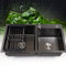 Fetcoi Fregadero de cocina de acero inoxidable PVD Nano con dispensador de jabón, juego de 78 x 43 x 22 cm, fregadero adecuado para cocina y lavandería, Negro
