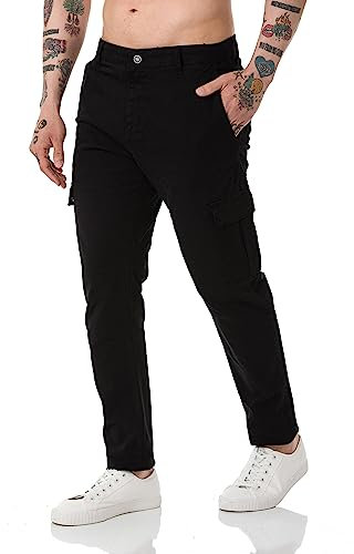 Red Bridge Herren Hose Cargo Chino Pants Basic Baumwolle Schwarz W34 L32