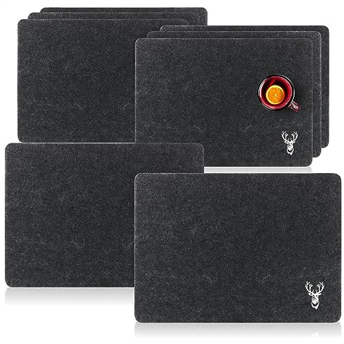 com-four® 8-teiliges Platzset Hirsch - Moderne Filz-Platzmatte im Vintage Design - Premium Tischset aus Filz - abwischbare Geschirr-Unterlagen (Platzmatte 8 Stück - Hirsch - schwarz)