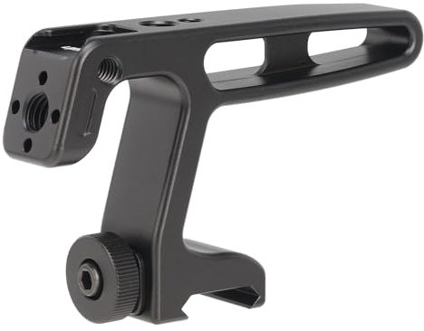 FocusFoto NATO Handle Grip for Lightweight DSLR Mirrorless Camera Cage Rig, Mini Top/Side Handle Grip with Cold Shoe Mount & 1/4-20 & 3/8-16 Screws, 3/8-16 Locating Holes for Arri Type
