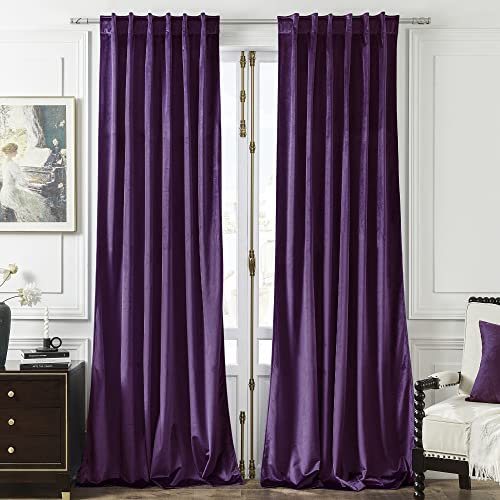 Timeper Schiebetürvorhänge, Samtvorhänge, violett, extra lang, 304,8 cm hoch, Vorhänge für Wohnzimmer, hohe Zelle bis Boden, B 52 x L 120, 2 Paneele