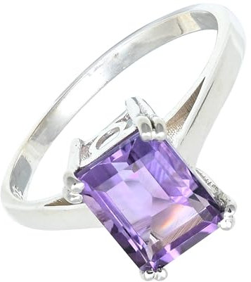 SILVERNROCK Amethyst Edelstein-Bandring für Herren und Damen alle Größen Geschenkartikel 925 Sterlingsilber-Ring handgefertigter Schmuck ERG-1157A_69 (22.0)