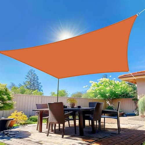 wiipara 3x4m Sonnensegel Rechteckig, Wasserdicht Sonnenschutz Segeltuch Sunsegel, 95% UV Schutz, Regenschutz, Premium Polyester Sonnensegel für Balkon Terrasse Garten, inkl. Befestigungsseile (Orange)