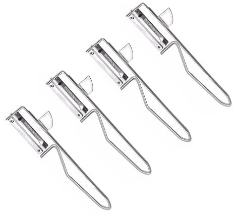 Fackelmann | Sparschäler 4er Set | Schäler aus rostfreiem Edelstahl | Hochwertige Gemüseschäler mit geschärftem Ausstecher | ideal für Spargel, Gemüse oder Obst