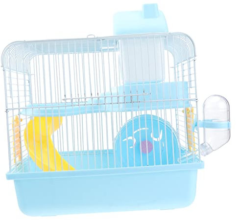 ORFOFE Hamsterkäfig zweistöckig tragbar mit Rutsche für Reisen Acryl Haustiere Villa Hellblau