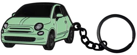 BIHEE Porte-Clés Compatible Avec Fiat 500, Mini Accessoires de Porte Clé de Voiture en Métal pour Cadeau, Vert