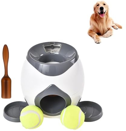 LUCKKY Dog Pro Automatic Ball Launcher, Dogpro Automatischer Ballwerfer für Hunde, Pet Ball Indoor-Werfermaschine mit Flacher Fütterungsschale, kleine interaktives Wurfspielzeug für Hunde (Grau)