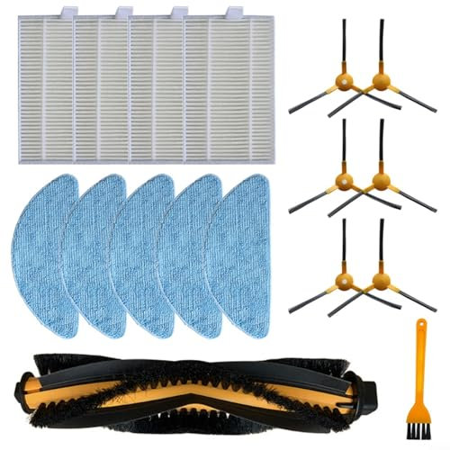 WIIYENA Ersatzteile für Honiture Q5 Saugroboter Ersatzteile, 6 Seitenbürste, 4 HEPA-Filter, 1 Rollenbürste, 5 Wischtuch, 1 Reinigungsbürste