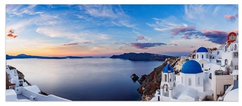 wandmotiv24 Leinwandbild Santorini, Griechenland, Meer, Küste 120x50cm (BxH) M1082