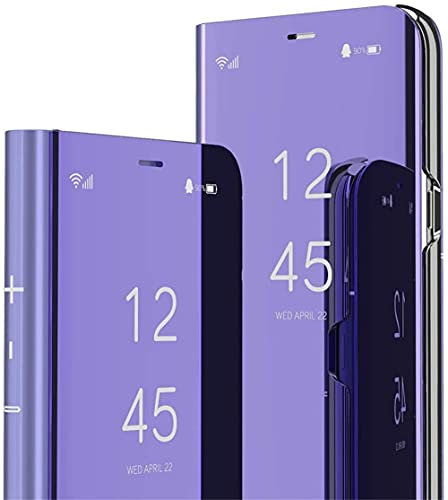 SIYOPINPFY Kompatibel mit Samsung Galaxy Note 20 Ultra Hülle Clear View, Makeup Spiegel Handyhülle Klappbar Flip Ständer stoßfest Ganzkörper Schutzhülle für Samsung Note 20 Ultra, Mirror Lila