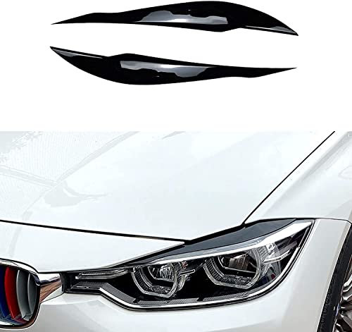 GREB Auto Scheinwerfer Augenbrauen für BMW 3 Series F30 F31 318i 320i 2012-2018, Frontscheinwerfer Augenbrauen Dekorativ Aufkleber Augenlid Aufkleber,Glossy Black