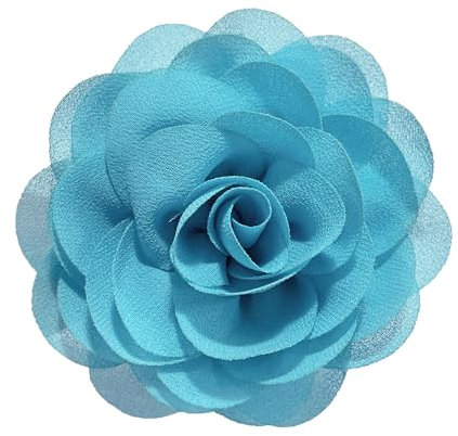 85mm Broches Délicates En Forme De Rose En Mousseline De Soie Faites à La Main En Tissu Épingles à Revers Pour Femmes Fête Banquet Robe Costume Vêtements Accessoires Bijoux Cadeaux (bleu)