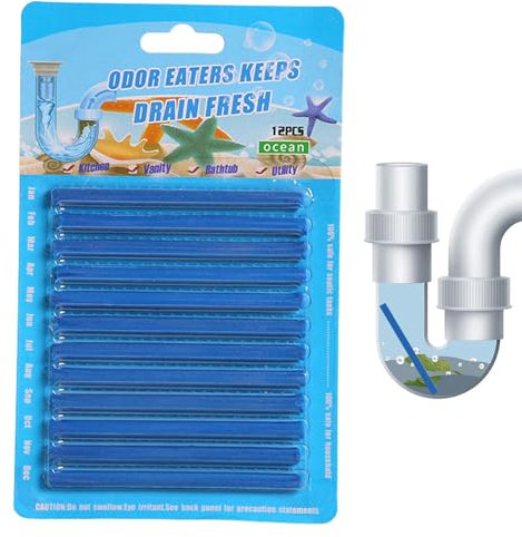 12 Stück Abflussreiniger Sticks - Abfluss Sticks Um Verstopfungen Vorzubeugen - Kraftvolle Abfluss Geruchskiller - Stoppe Stinkende & Verstopfte Abflüsse, Rohrreiniger/Abflussreiniger Für Spülbecken