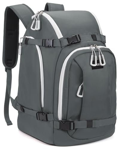 MIGGEEY Skischuhtasche mit Helmfach und Stiefelfach [50L], Skirucksack Skischuhrucksack mit Helmtasche, Ski Stiefeltasche mit Umhängefunktion und Stauraum für Skizubehör