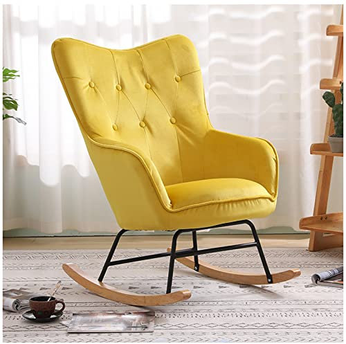 Nordic Schaukelstuhl, hohe Elastizität, Sessel für Wohnzimmer, Schlafzimmer, Heimgebrauch, einfache Montage, modischer Veranda-Stuhl mit hoher Tragfähigkeit, Gelb
