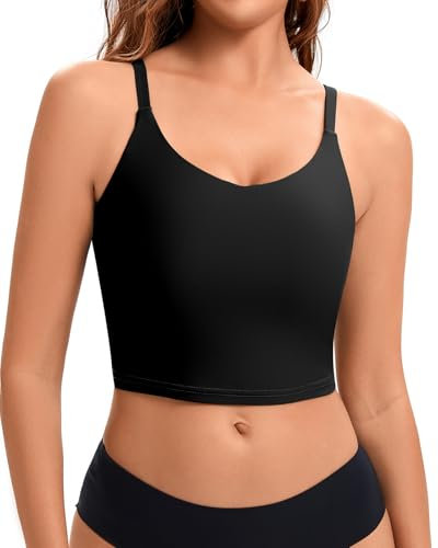 WOWENY Bikini Oberteil Damen – Sport Bikini Top mit Verstellbaren Trägern, Bustier Bikini Push Up, Schnell Trocknend für Schwimmen & Baden,Schwarz,XXL