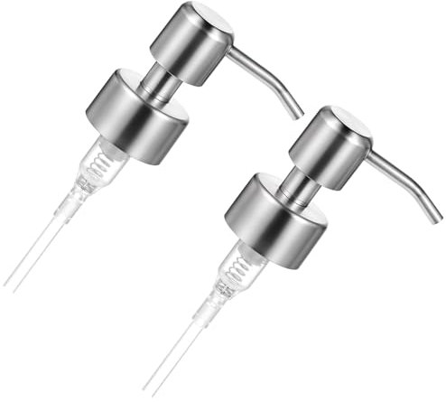 Yuannee Dispensador de Jabón de Repuesto,2 PCS Bomba de Loción Recambio de Dosificador de Acero Inoxidable de la Bomba de Loción Recipiente Jabon de Manos Rosca de 28 mm