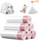 WANDGU Sacs Poubelle Avec Poignée de Transport : 6 Rouleaux pour Litière de Chat, 90 Pièces Autonettoyantes Durables, Recharge pour Litière pour Chat (Blanc)