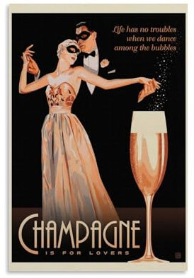 Vintage-Poster, Champagner, ästhetische Raumdekoration, Wandkunstdruck, 40 x 60 cm