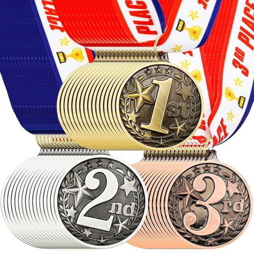 Loetere Auszeichnungsmedaillen 1., 2., 3. Platz, Medaillen für Auszeichnungen, Metallsieger-Trophäe, Auszeichnungen, Gold, Silber und Bronze, Preise für Sportwettbewerbe, Party, 5,1 cm