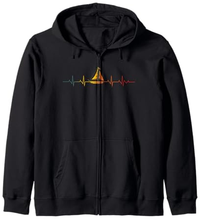 Barca a Vela Skipper Barca a Vela Colorata Battito Cardiaco Vela Felpa con Cappuccio