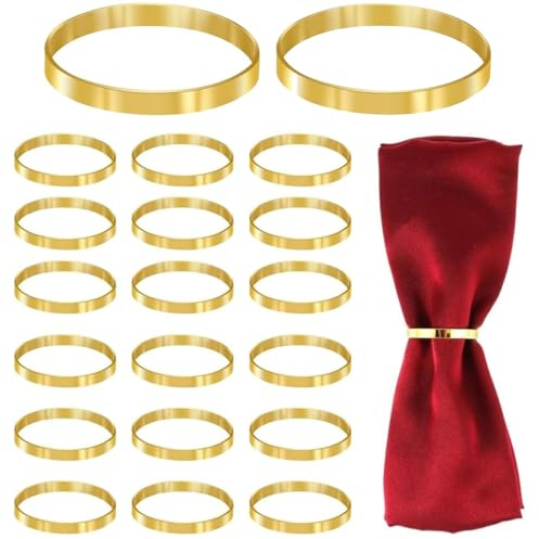 20 PCS Gold Napkin Rings, Christmas Napkin Rings, Elegant Metal for Christmas, Table Decoration, Weddings, Family Dinner, Restaurants, Bars and Festivals