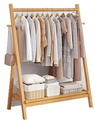 LICONG-2020 Freistehende Garderobe Offene Garderobe Hängende Kleidung Bodenstehende bewegliche Aufbewahrungstasche(Orange)