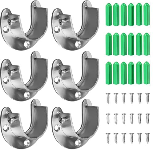 LAIVIYA Soporte Barra Armario, 6PCS Soporte de Barra Armario Inoxidable