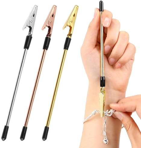 3 Piece Bracelet Helper Tool, Quick Wear Aid for Necklaces, Watch Clasps, Zippers, Crafting, Metal Fasteners