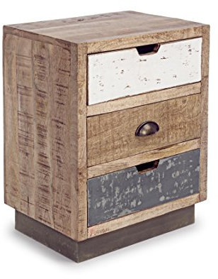 Bizzotto Tudor Nachttisch 3 C, Metall, braun, 45 x 33 x 60 cm