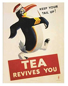 Ecool keep your tail up tea revives you old ww2 poster shabby chic vintage style signs picture metal wall plaque sign (280mm x 200mm)