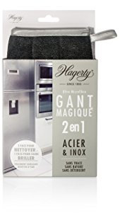 Hagerty Microfibre Glove Stainless Steel microfibre glove 23 x 13 cm I Cleaning glove for brushed steel surfaces Chrome Aluminium Inox I Scratch-free & lint-free I Without chemicals