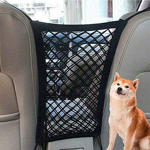 EUYuan Car Pet Barrier, 2 Pcs Universal Dog Net Car Seat Storage Mesh Organizer for Dog Kids Barrier Disturb Stopper Storage Pouch Black