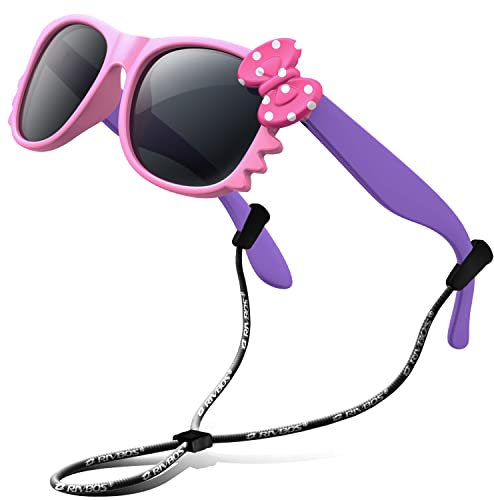 RIVBOS Gummi Sonnenbrille kinder Polarisierter UV400 Schutz Flexiblem Brille mit Riemen Jungen Mädchen Baby und Kinder Alter 3-10 RBK002-1