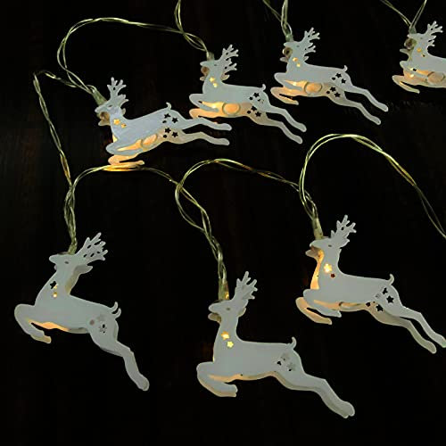 Riaxuebiy Nette Metall Elch-Lichterketten, Tier-Thema Dekorative 20 LEDs Batterie & USB-betriebenes Lichterketten für Hochzeit Geburtstag Weihnachten Kinderzimmer Ornament (Elch, Batterie)