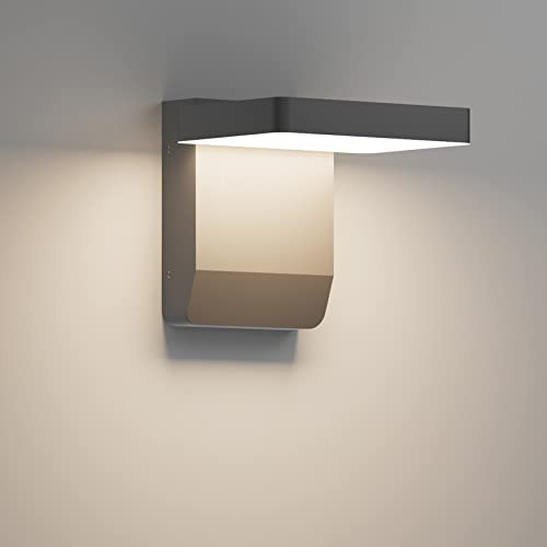 K-Bright led außenlampe, 20W 1560lm led außenleuchte 4000K Korridor Außenbalkon Garage Garten außenlampe IP54 regenfeste wandleuchte aussen(Dunkelgrau).
