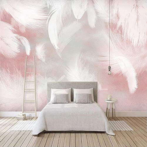 Benutzerdefinierte Fototapete Moderne Mode Rosa Feder Wandbilder Wohnzimmer Schlafzimmer Romantische Wohnkultur 300Cm(W)×210Cm(H)