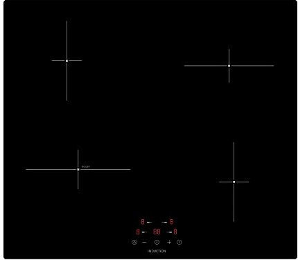 Statesman IHZ460 4 Zone Induction Hob Cooktop, Black Glass Cooker, Touch Control, 6800W, 60cm,9 Stage Power Settings, Child Lock, Programmable Timer, Black