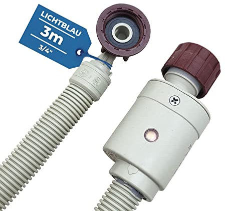 LICHTBLAU Aquastop Schlauch Wasserstop I 3m I Waschmaschine Geschirrspüler I 3/4 Zoll Winkel/Gerade inkl. Sicherheitsschlauch Schmutzsieb I Zulaufschlauch Tischgeschirrspüler